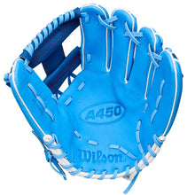 Load image into Gallery viewer, Wilson Baseball Gloves Wilson A450 11.5" (2026) Youth Sky Blue/Royal WBW103980115 Right-hand throw

