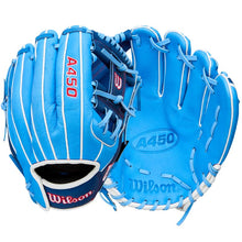 Load image into Gallery viewer, Wilson Baseball Gloves Wilson A450 11.5" (2026) Youth Sky Blue/Royal WBW103980115
