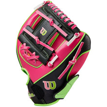 Load image into Gallery viewer, Wilson Baseball Gloves Wilson EZ Catch Party Animals 10-inch (2026) Youth Neon Pink/Black/Neon Green WBW10221410 LHT
