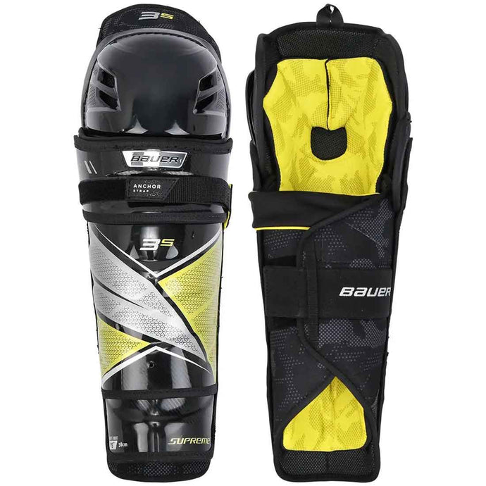 Picture of front and back on the Bauer S21 Supreme 3S Ice Hockey Shin Guards (Senior)