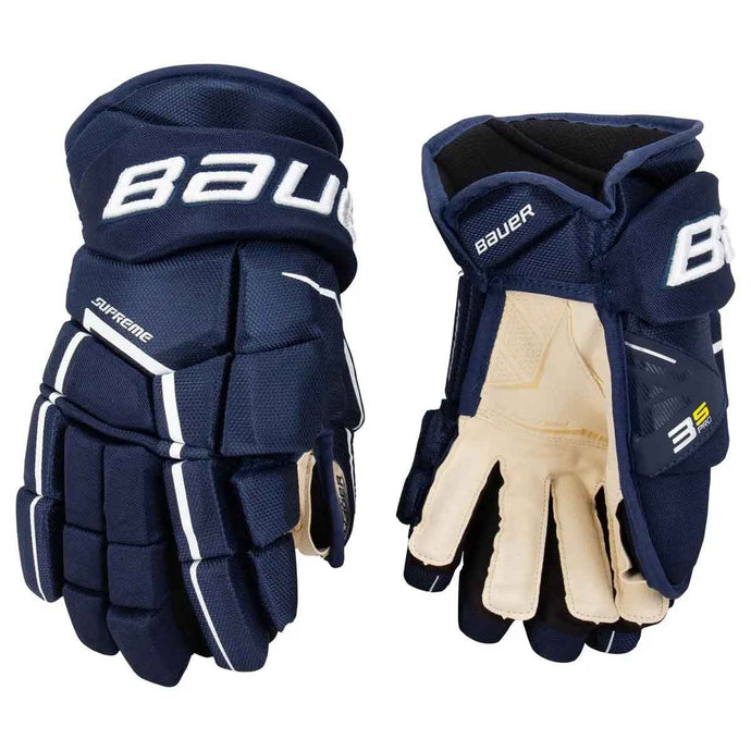 Picture of the navy Bauer S21 Supreme 3S Pro Ice Hockey Gloves (Intermediate)