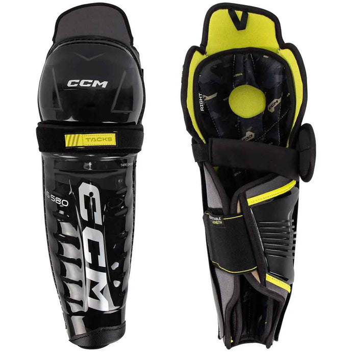 full front and back picture CCM S22 Tacks AS 580 Ice Hockey Shin Guards (Junior)