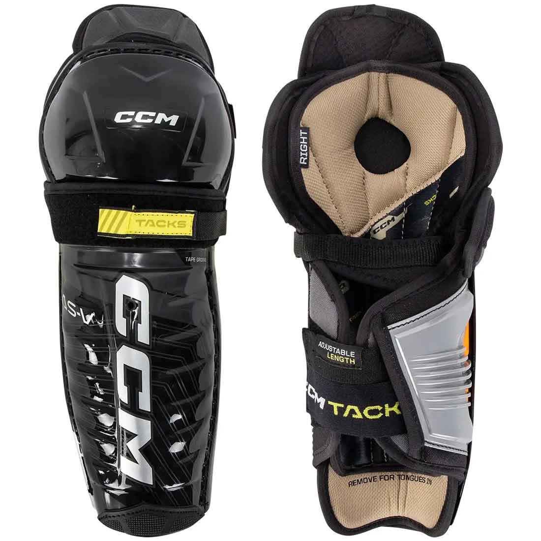 picture of front and back CCM S22 Tacks AS-V Ice Hockey Shin Guards (Junior)