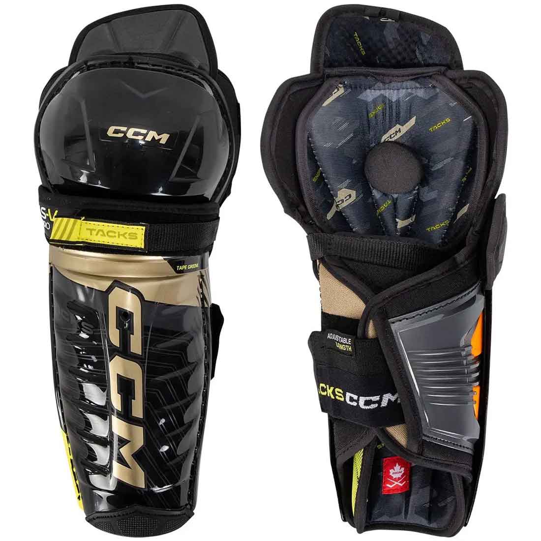 front and back picture CCM S22 Tacks AS-V Pro Ice Hockey Shin Guards (Junior)