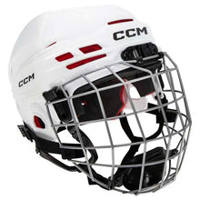 Load image into Gallery viewer, Picture of the white CCM Tacks 70 Combo Ice Hockey Helmet (Junior)
