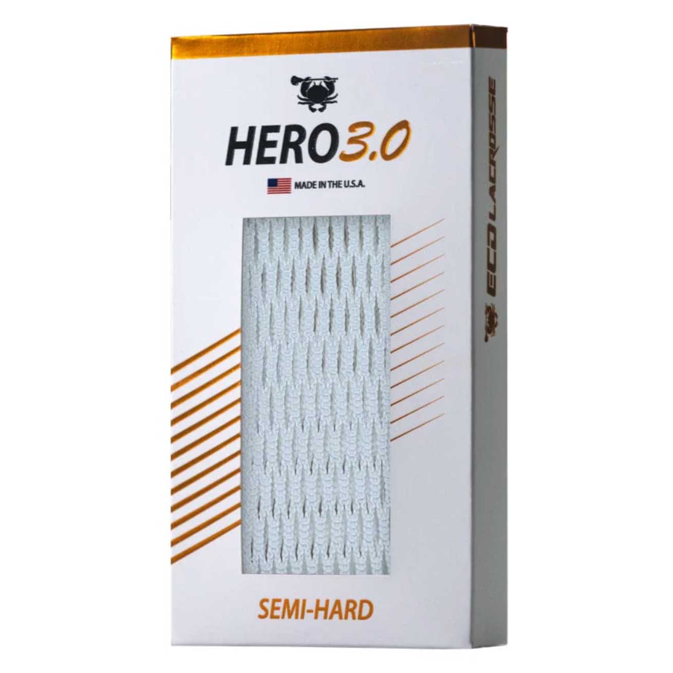 Picture of the white East Coast Dyes Hero 3.0 Semi-Hard Lacrosse Mesh