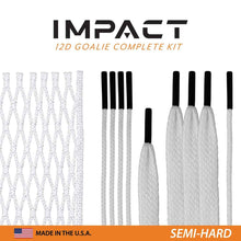 Load image into Gallery viewer, Picture of the semi-hard East Coast Dyes Impact Goalie Complete Lacrosse Mesh Kit
