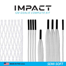 Load image into Gallery viewer, Picture of the semi-soft East Coast Dyes Impact Goalie Complete Lacrosse Mesh Kit
