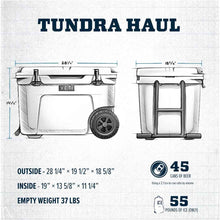 Load image into Gallery viewer, picture of dimensions and weight YETI Tundra Haul Hard Cooler
