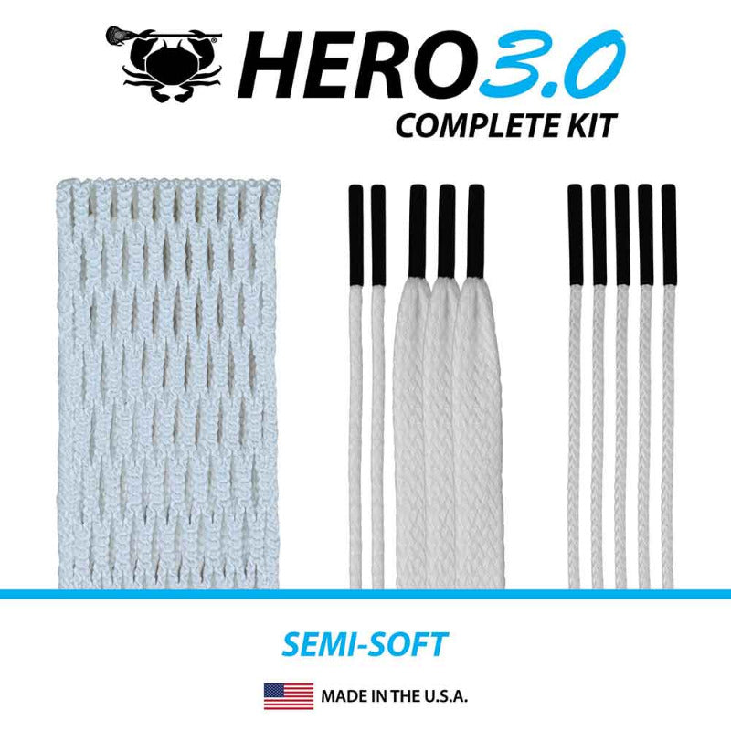 ECD Lacrosse Accessories ECD Hero 3.0 Semi-Soft Complete Lacrosse Kit White