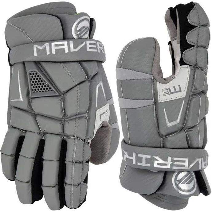 Picture of the grey Maverik M5 Lacrosse Goalie Gloves (2023)