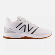 Load image into Gallery viewer, Side view of New Balance FreezeLX v4 Box Lacrosse Shoes in white
