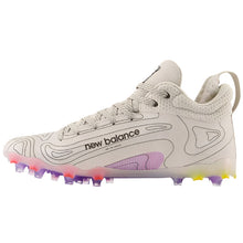 Load image into Gallery viewer, New Balance NB Field Lacrosse Cleats New Balance NB FreezeLX v4 LE Adult Tan Energy Red Purple side pointing left
