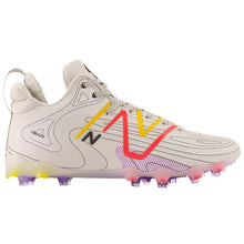 Load image into Gallery viewer, New Balance NB Field Lacrosse Cleats New Balance NB FreezeLX v4 LE Adult Tan Energy Red Purple side pointing right
