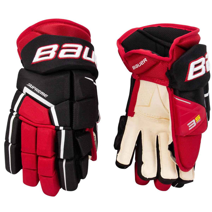 Picture of the black/red Bauer S21 Supreme 3S Pro Ice Hockey Gloves (Senior)