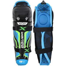 Load image into Gallery viewer, Bauer S21 X Ice Hockey Shin Guards (Youth) full front and back view

