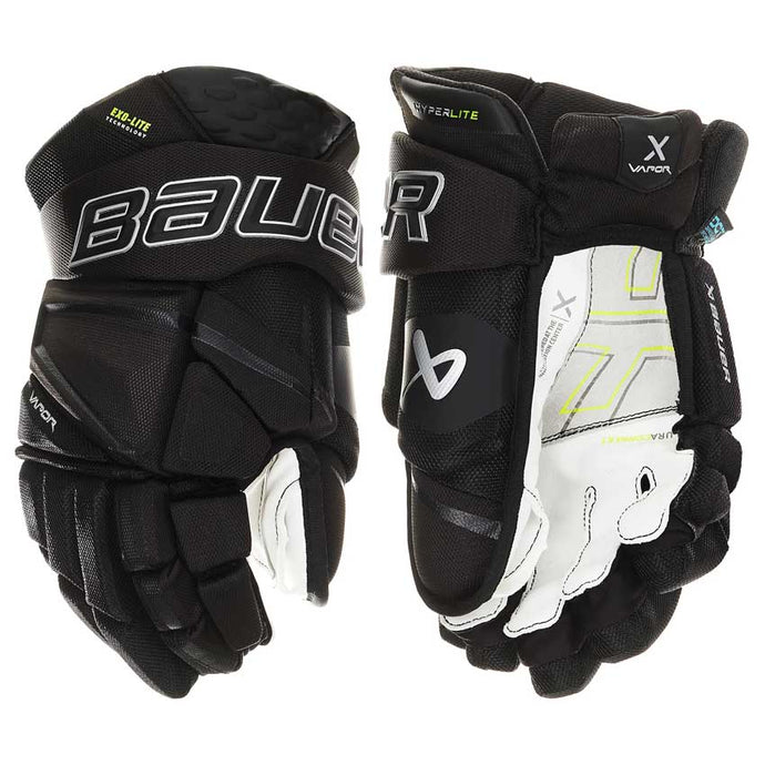 Front and back picture of the Bauer S22 Vapor Hyperlite Ice Hockey Gloves (Senior)