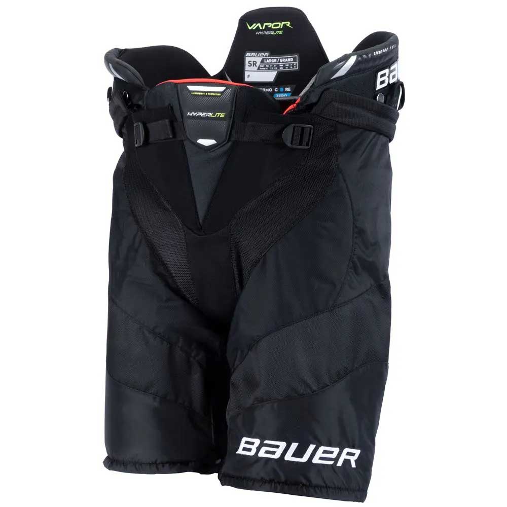 Front view picture of the black Bauer S22 Vapor Hyperlite Ice Hockey Pants (Intermediate)