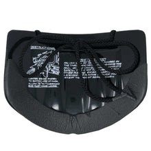Load image into Gallery viewer, Picture of the back of the Cascade Plastic Lacrosse Goalie Throat Protector (Black)
