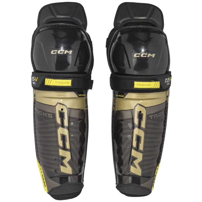 Full front picture of the CCM S22 Tacks AS-V Pro Ice Hockey Shin Guards (Senior)