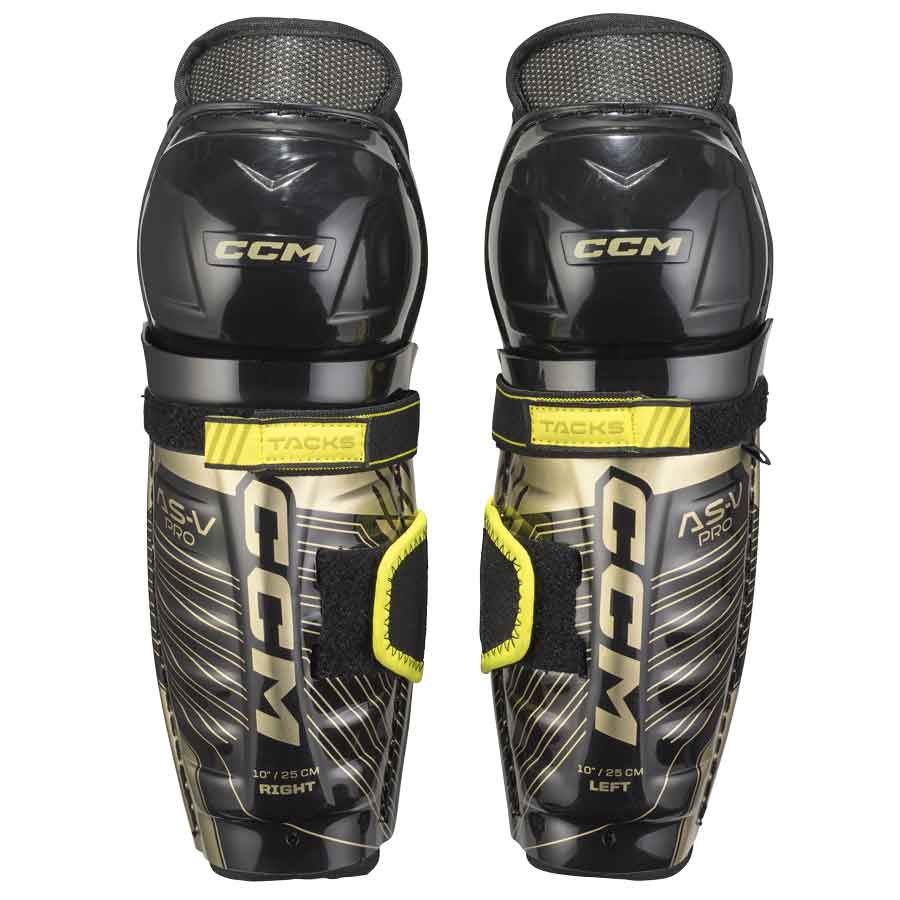 Full front picture of CCM S22 Tacks AS-V Pro Ice Hockey Shin Guards (Youth)