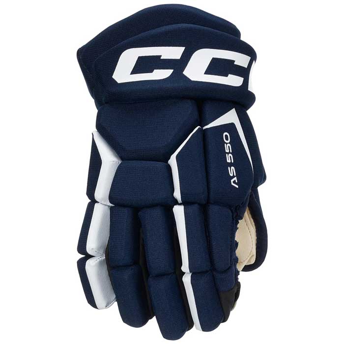 Picture of the navy/white CCM S22 Tacks AS 550 Ice Hockey Gloves (Junior)