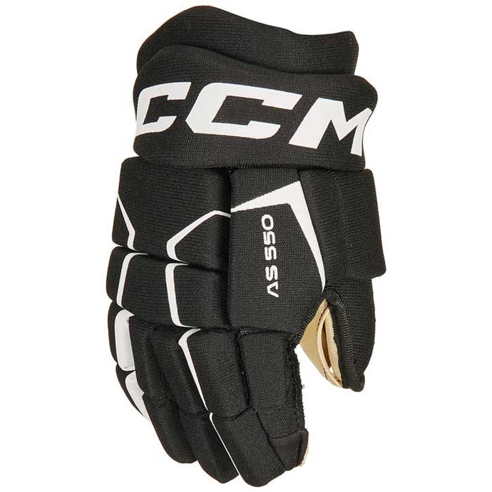 Picture of the black/white CCM S22 Tacks AS 550 Ice Hockey Gloves (Youth)