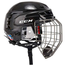 Load image into Gallery viewer, Side picture of a black CCM Tacks 310 Combo Ice Hockey Helmet
