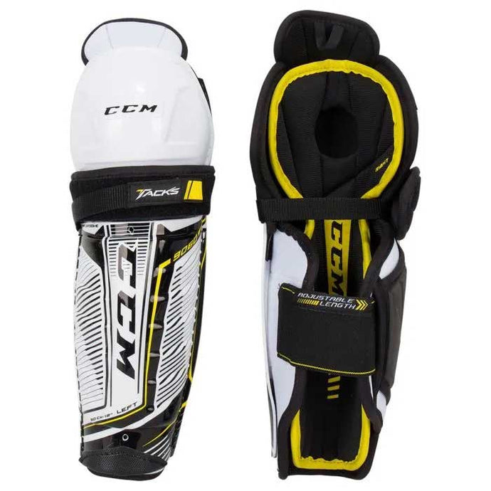 CCM Tacks 9060 Ice Hockey Shin Guards (Junior) full front and back view