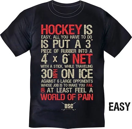 DSC Hockey YOUTH T-Shirt (Easy) full view. Hockey is easy... not!