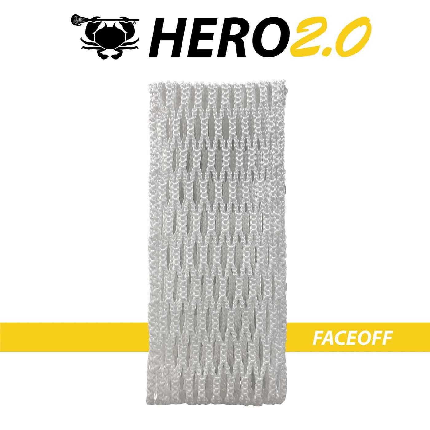 Picture of the white ECD Hero 2.0 Faceoff Lacrosse Mesh