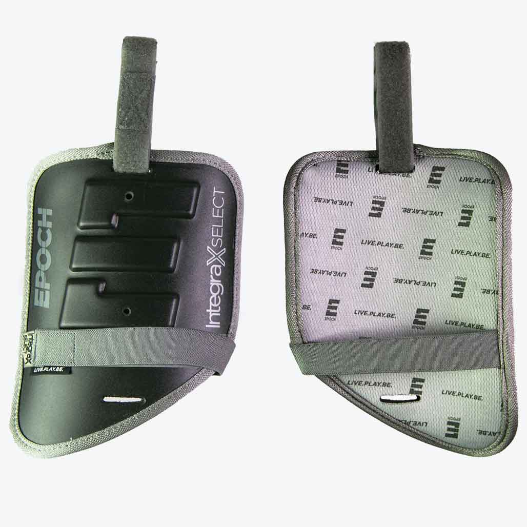 Front and back view picture of the Epoch Integra X Select Lacrosse Bicep Pads
