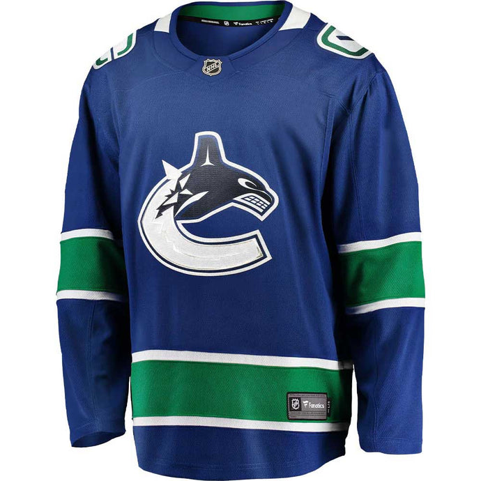 Picture of the front of the Vancouver Canucks 2019 Fanatics Men's Breakaway NHL Hockey Jersey