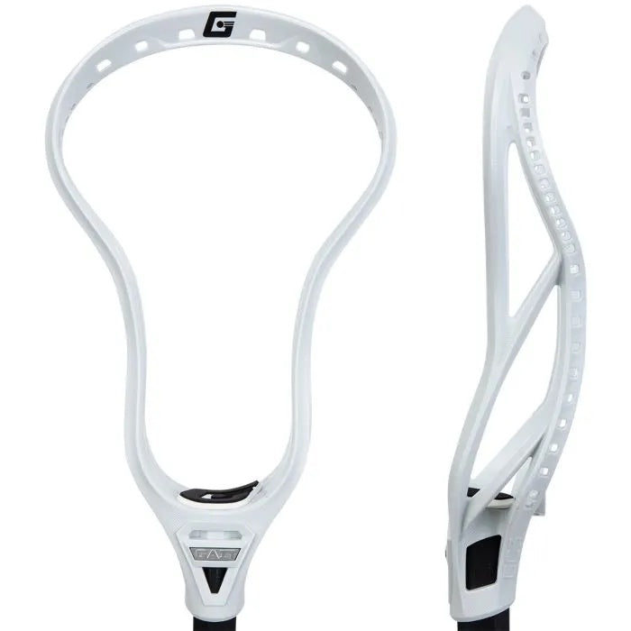 Front and side picture of the white Gait GC3 Unstrung Lacrosse Head