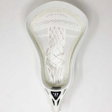 Load image into Gallery viewer, Picture of the white Warrior Regulator Max Warp Pro Strung Lacrosse Head
