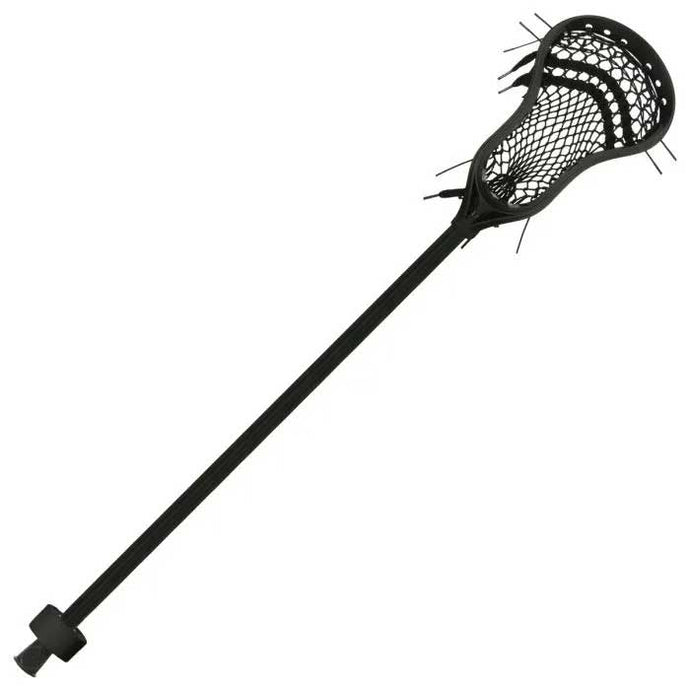 Full view picture of the black/black StringKing Complete 2 Intermediate Attack Lacrosse Stick