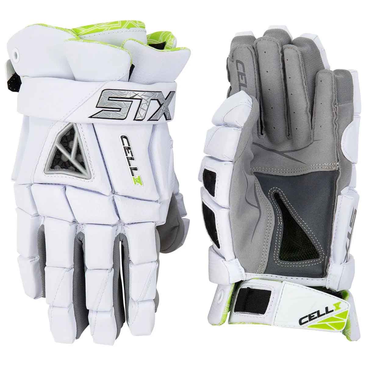Picture of the white STX Cell V Lacrosse Gloves