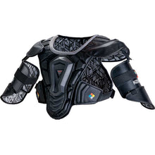 Load image into Gallery viewer, True HZRDUS Box Lacrosse Shoulder Pads full front and side view with bicep pads
