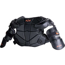 Load image into Gallery viewer, True HZRDUS Box Lacrosse Shoulder Pads full back view with bicep pads
