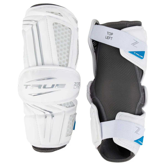 Front and back picture of the True ZEROLYTE Lacrosse Arm Guards