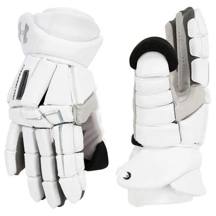 Full picture of the white Under Armour Command Pro 3 Lacrosse Goalie Gloves