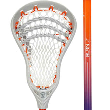 Load image into Gallery viewer, Warrior Burn Junior Complete Lacrosse Stick (Multi-Color) closeup of head and shaft
