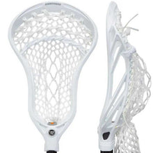 Load image into Gallery viewer, Full front and side view picture of the Warrior Burn XP Defense Iso Warp Strung Lacrosse Head
