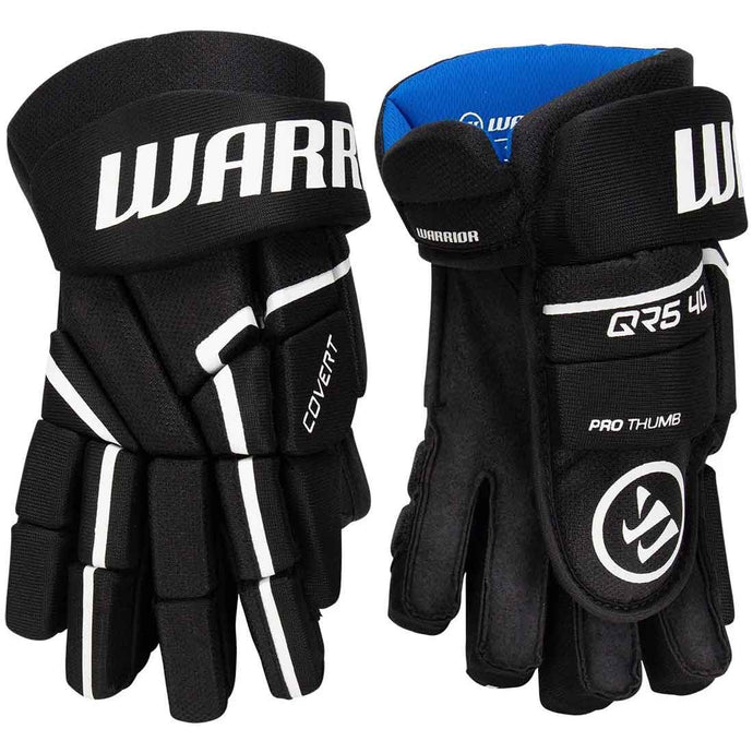 Full front and back picture of Warrior QR5 40 Ice Hockey Gloves (Junior)